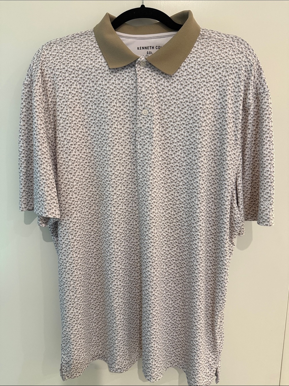 Kenneth Cole Khaki/Olive w/ Palm Tree Micro-Pattern Polo